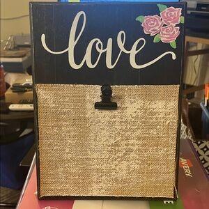 Charming Love Picture Frame with Clip - Black and Tan